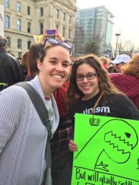 two women at women's march rally