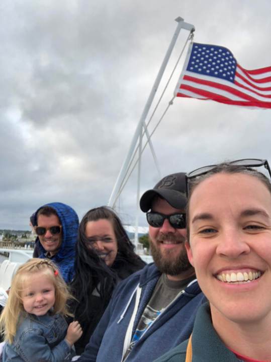 family on a boat